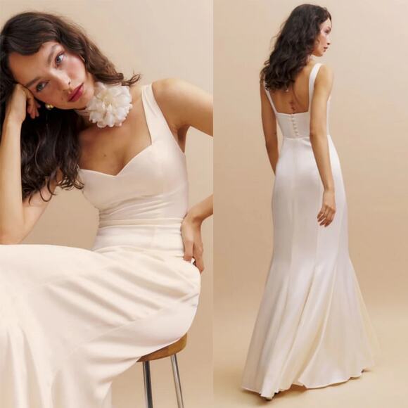 Reformation Payton Satin Dress Fior Di Latte - Picture 1 of 15